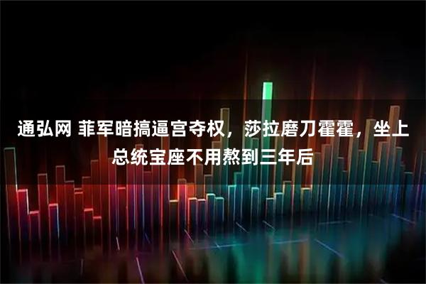 通弘网 菲军暗搞逼宫夺权，莎拉磨刀霍霍，坐上总统宝座不用熬到三年后