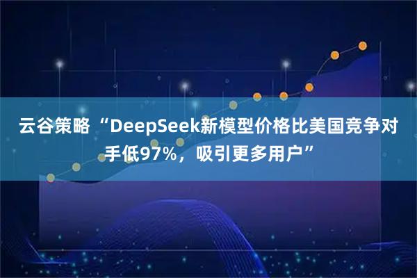 云谷策略 “DeepSeek新模型价格比美国竞争对手低97%，吸引更多用户”